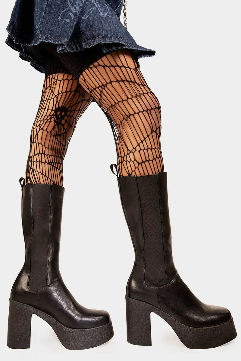 ANYTIME ANYWHERE

Takeover Platform Calf Boots in Black faux leather. These Black vegan Boots feature an elegant clutter free design and , perfect for adding height and style to any outfit. Made with eco-friendly materials and 100% cruelty-free, these boots are as ethical as they are stylish.


- Platform Height: 1.25 inch
- Heel Height: 4 inch
- Wide ankle friendly
- Wide calf friendly
- Calf High length
- Black elastic gusset
- Platform sole
- Round toe 
- 100% vegan 

SKU: LMF 1216 - BlackPU