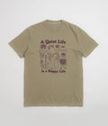 The Quiet Life Happy Life Pigment Dye T-Shirt in Khaki