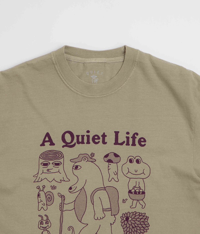 The Quiet Life Happy Life Pigment Dye T-Shirt in Khaki
