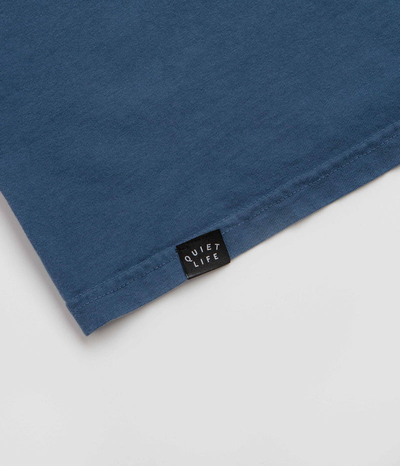 The Quiet Life Shhh Script Pigment Dye T-Shirt in Midnight Blue