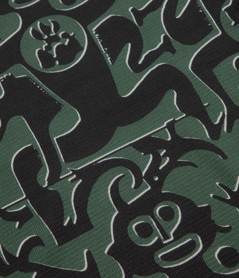 The Trilogy Tapes Entity Waffle Crewneck Sweatshirt in Green