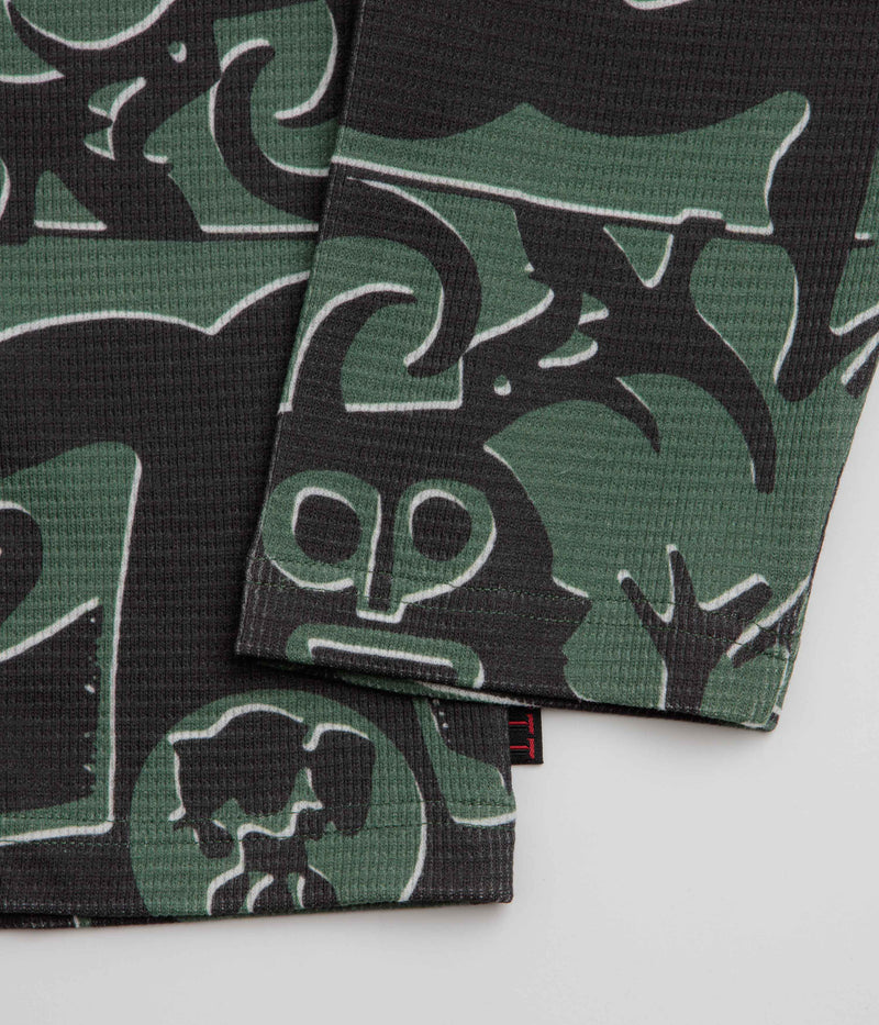 The Trilogy Tapes Entity Waffle Crewneck Sweatshirt in Green