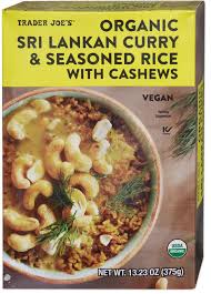TRADER JOES ORGANIC SRI LANKAN CURRY AND RICE 13.23 OZ #ROCK VALUE-ORDER BY TUESDAY EVENING OCT 27 ARRIVING NOV 04  FOR DELIVERY#