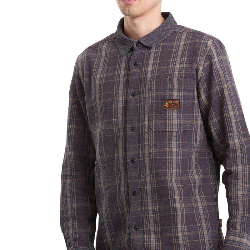 Volcom Stonevise Plaid Long Sleeve Shirt - Asphalt Black