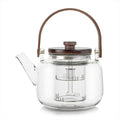 Walnut Wood Handle Matte Glass Wellness Teapot
