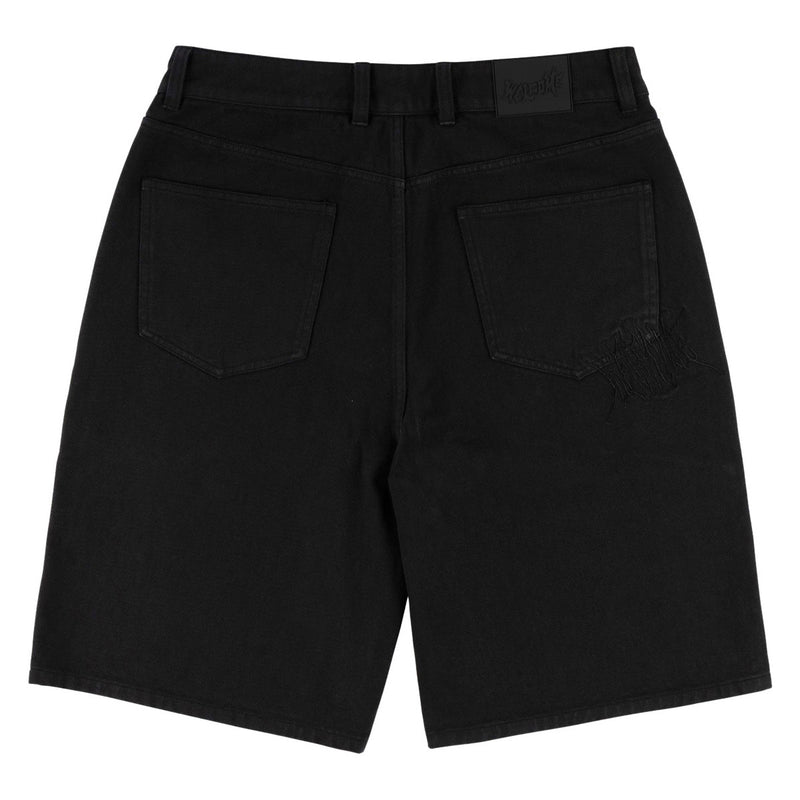 Welcome Chasm Baggy Denim Shorts - Washed Black