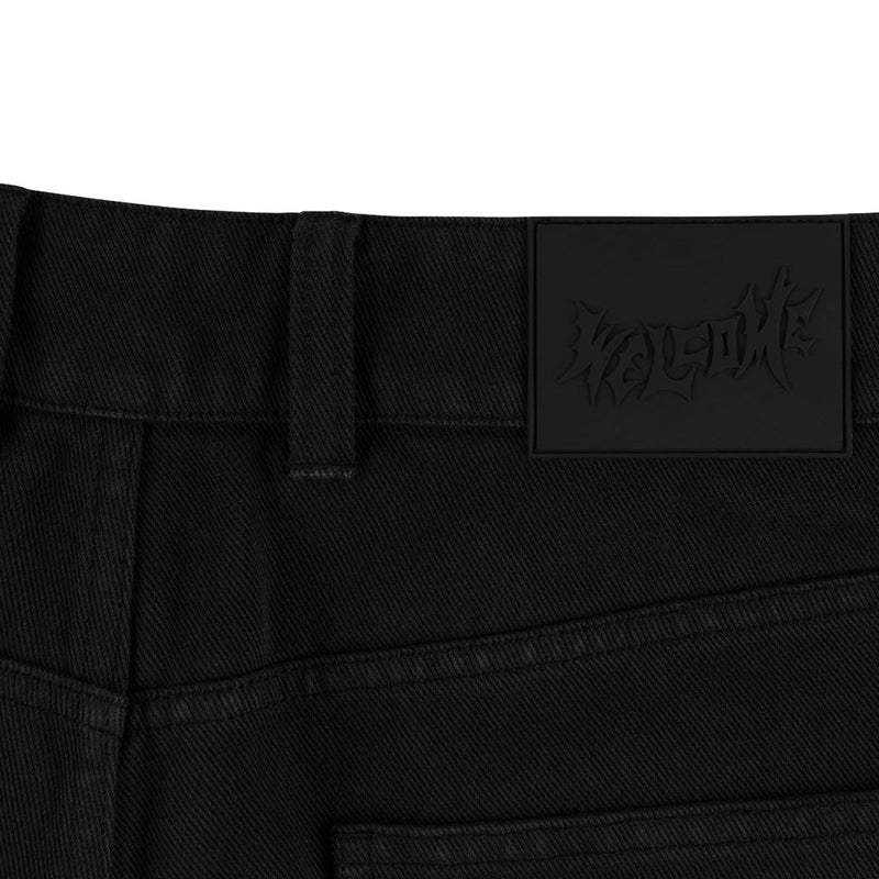 Welcome Chasm Baggy Denim Shorts - Washed Black