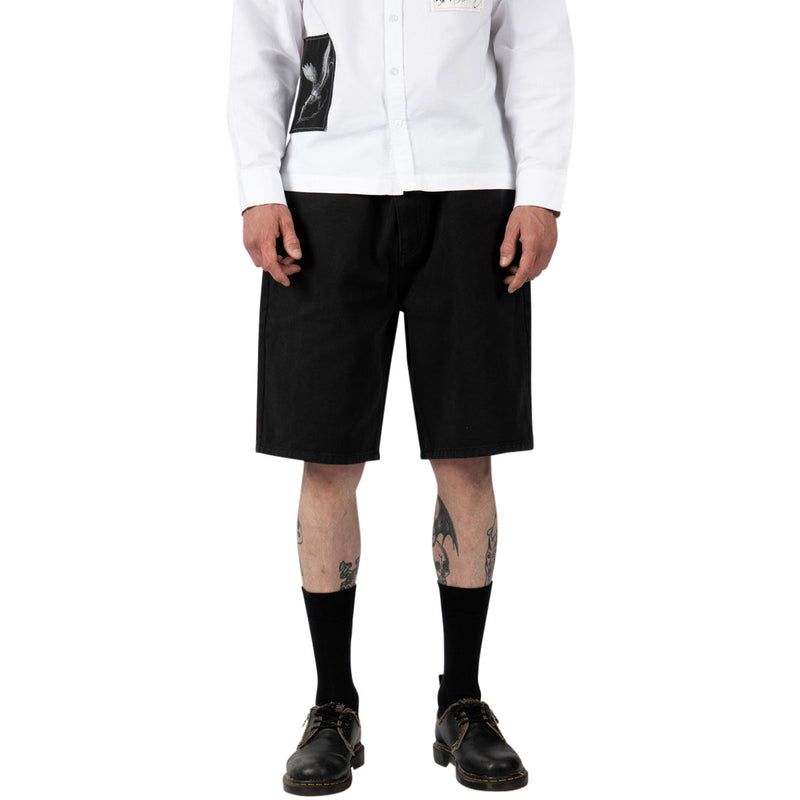 Welcome Chasm Baggy Denim Shorts - Washed Black