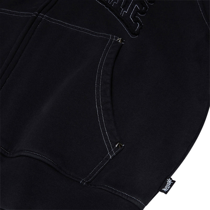 Welcome Kellen Cropped Stud Zip Hoodie - Black/White