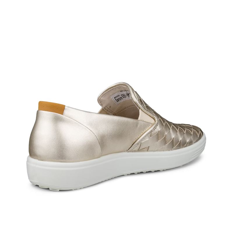 Women's ECCO Soft 7 Woven Slip-On 3.0 - Pure White Gold