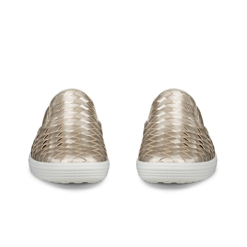 Women's ECCO Soft 7 Woven Slip-On 3.0 - Pure White Gold