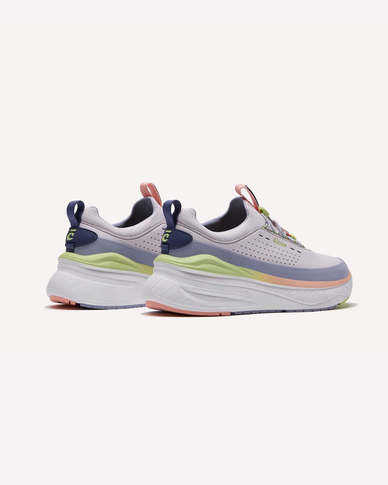 Pair of multicolored sneakers on a white background