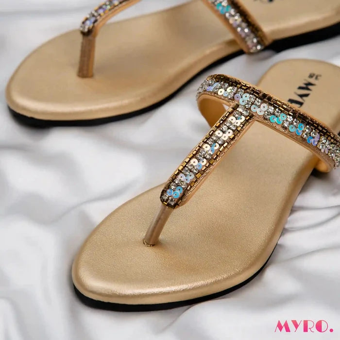 Xena Gold Chappal - MYRO