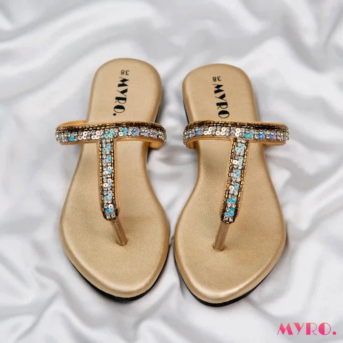 Xena Gold Chappal - MYRO