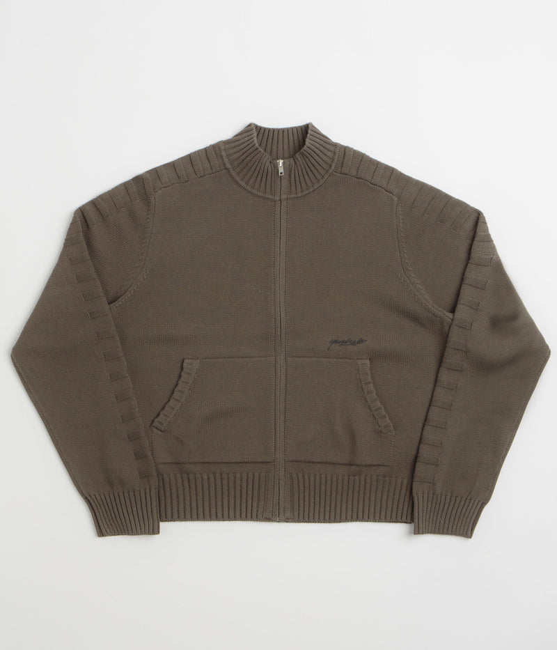 Yardsale Faldo Knitted Full-Zip Sweatshirt in Brown