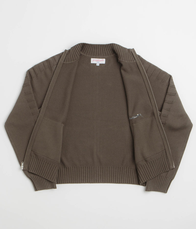 Yardsale Faldo Knitted Full-Zip Sweatshirt in Brown