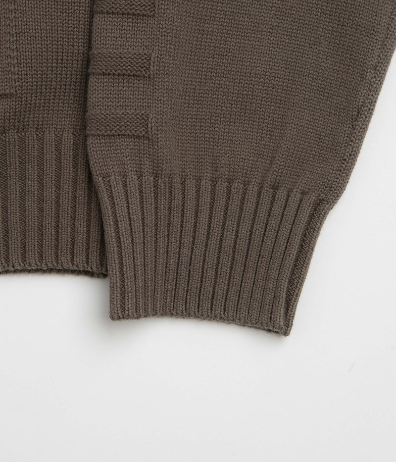 Yardsale Faldo Knitted Full-Zip Sweatshirt in Brown