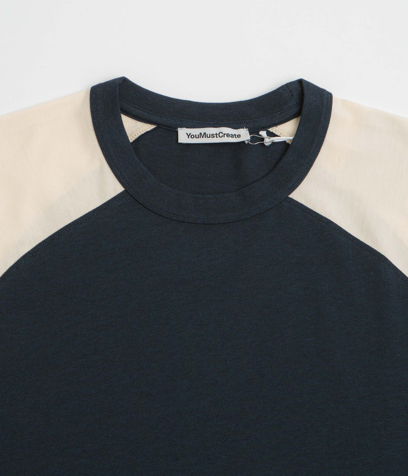 YMC Triple Raglan T Shirt in Navy